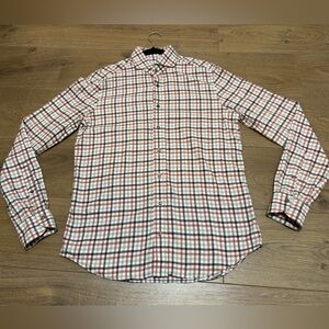 Emanuel Berg Designer Harvard Modern Fit Men's Red Long Sleeve Plaid Shirt Med